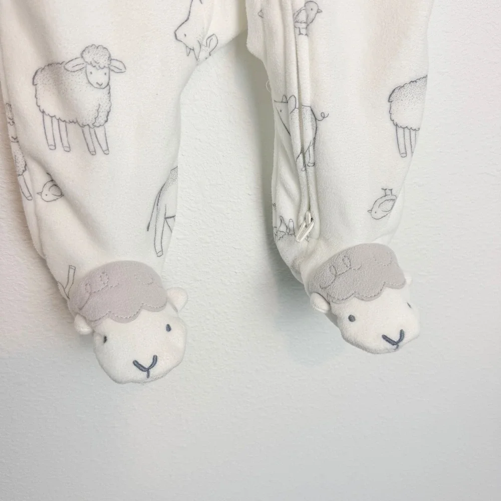 Carters Child of Mine Baby Fleece Footed Sleeper Farm Animal Sheep Cow 0-3 Month